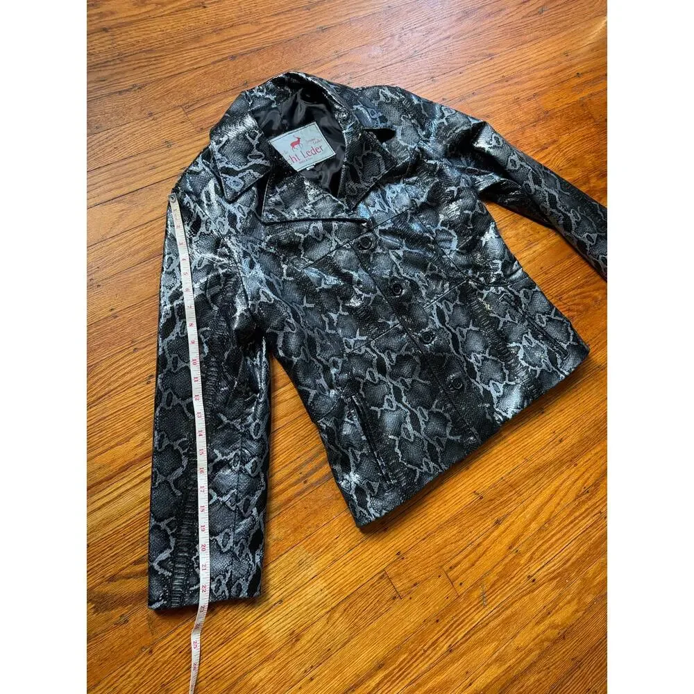 Men's Leather Snakeskin-look Blazer Jacket, Medium